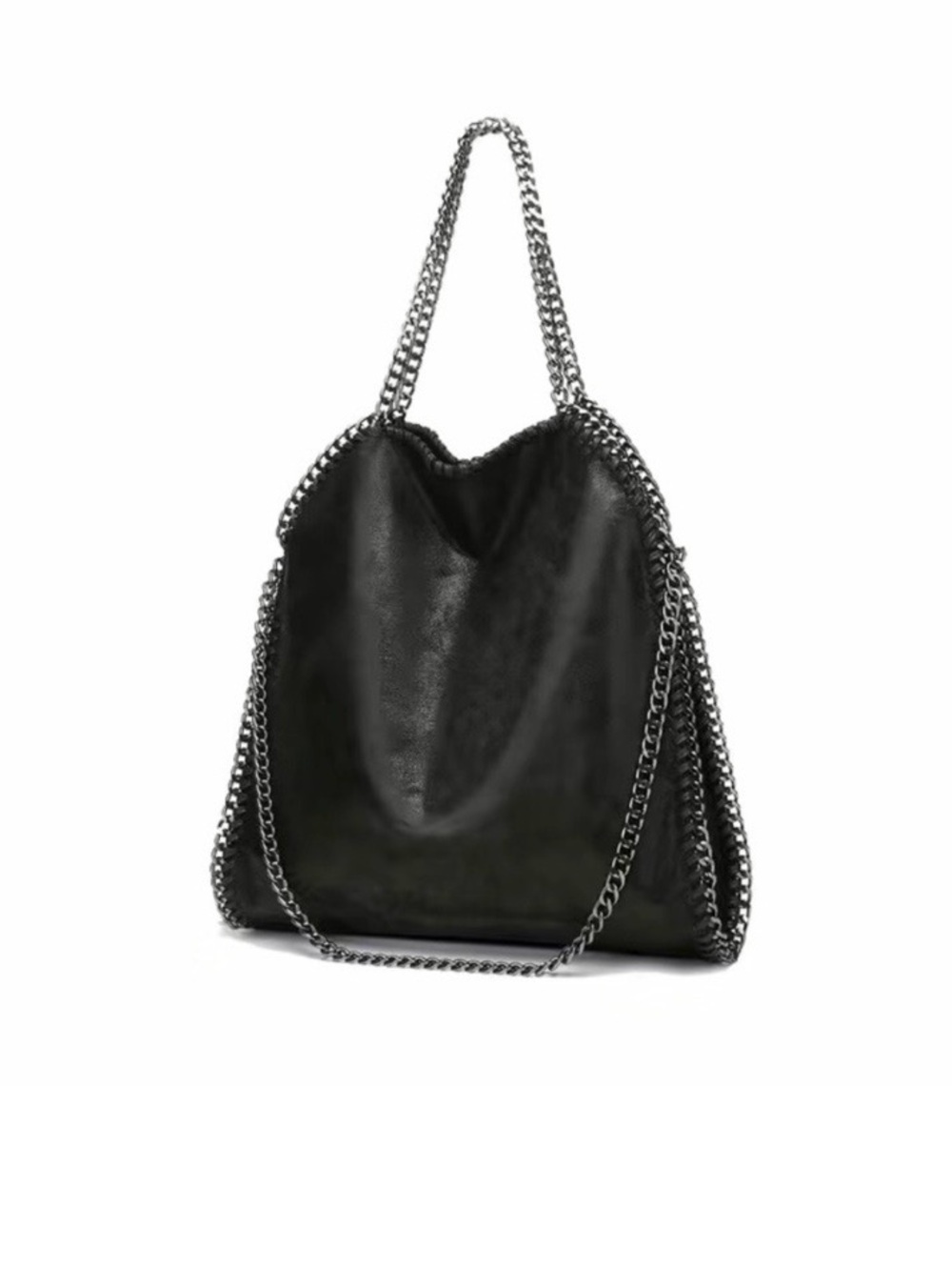 Black Chain-Trim Tote Bag